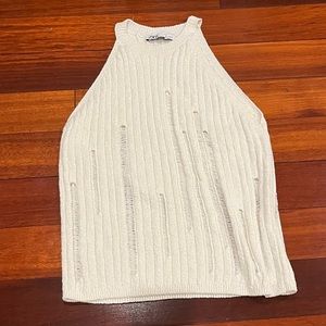 DISTRESSED CREAM ZARA TOP SIZE M